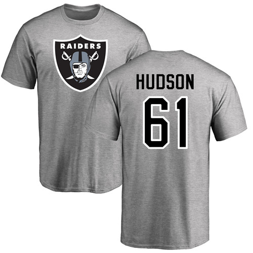 Men Oakland Raiders Ash Rodney Hudson Name and Number Logo NFL Football #61 T Shirt->oakland raiders->NFL Jersey